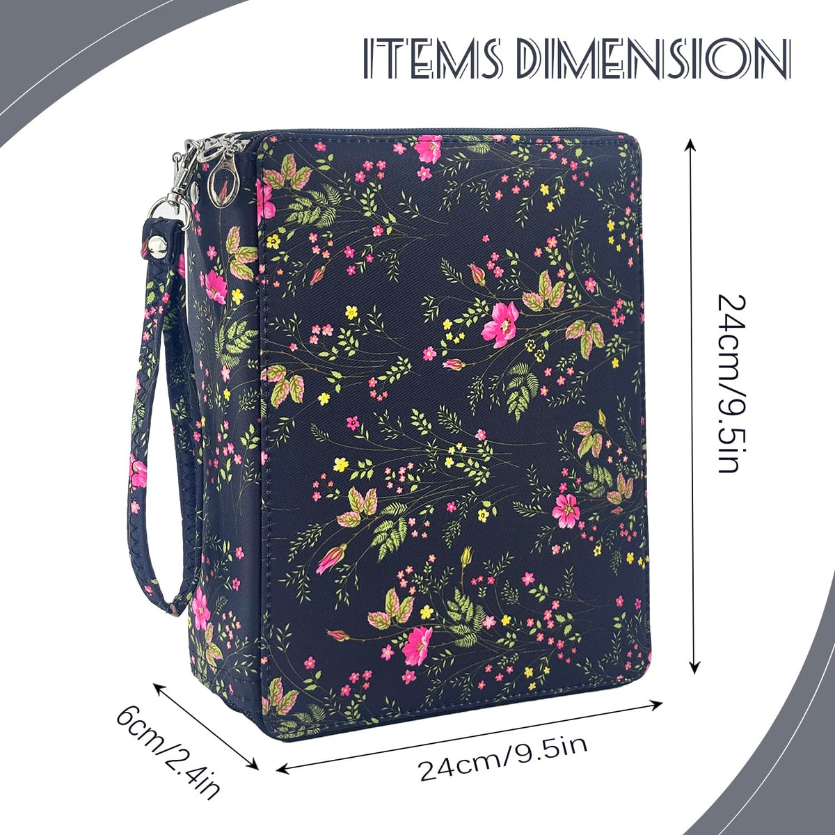 YOUNGCOL 120 Slots Colored Pencil Case,Pen Organizer,Black Floral