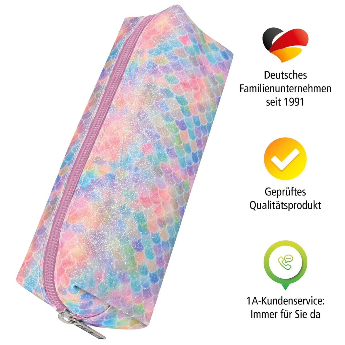 ONLINE Pencil Case Mermaid, Large Capacity Storage Bag, Box with Zipper, Sparkling Pen case for