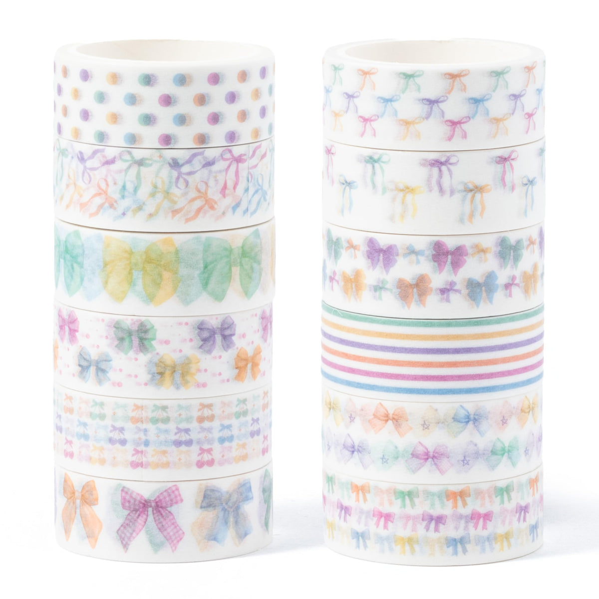 BkeeCten Watercolor Bow Washi Tape - 24 Rolls Colorful Watercolor Bow Pastel Preppy Aesthetic