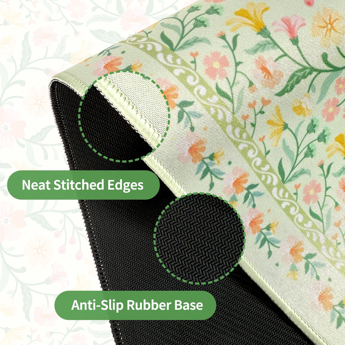 TOXXU Floral Large Gaming Mouse Pad with 3mm Anti-Slip Base (Cute Extended XL Large Mousepad Matt)