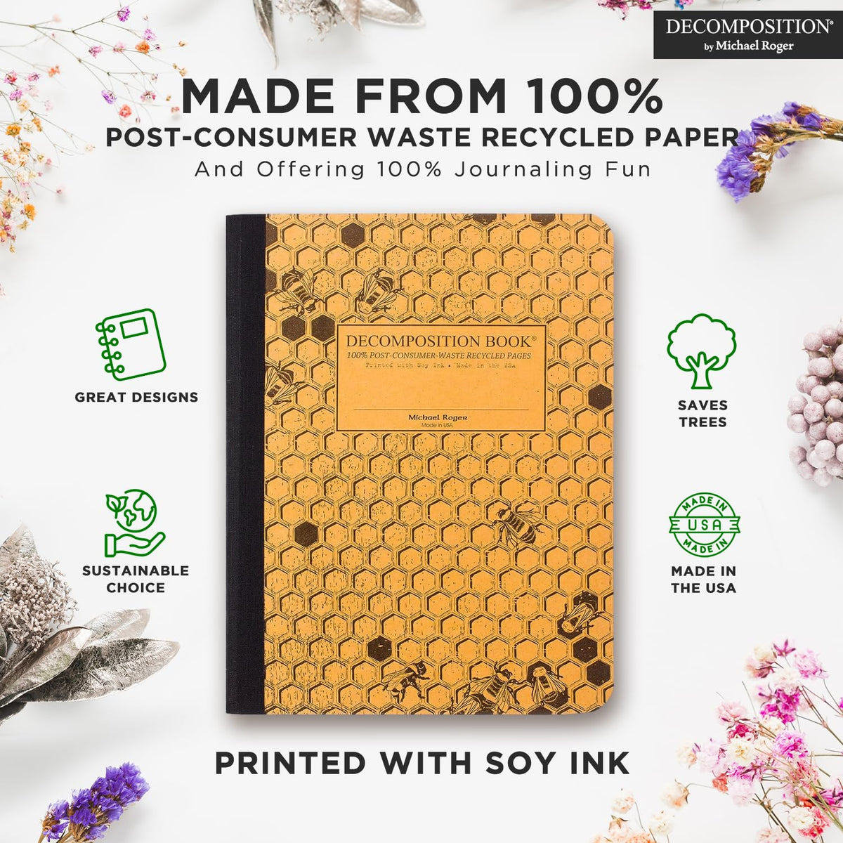 Decomposition Honeycomb College Ruled Composition Notebook - 9.75 x 7.5 Journal with 160 Lined