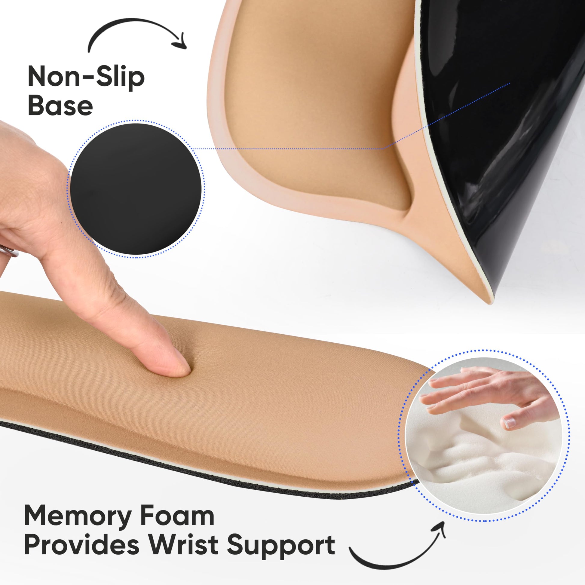 WINTOJO Wrist Rest Support for Mouse Pad Keyboard Set Circle Coaster Gaming Mouse Pad Ergonomic Gel