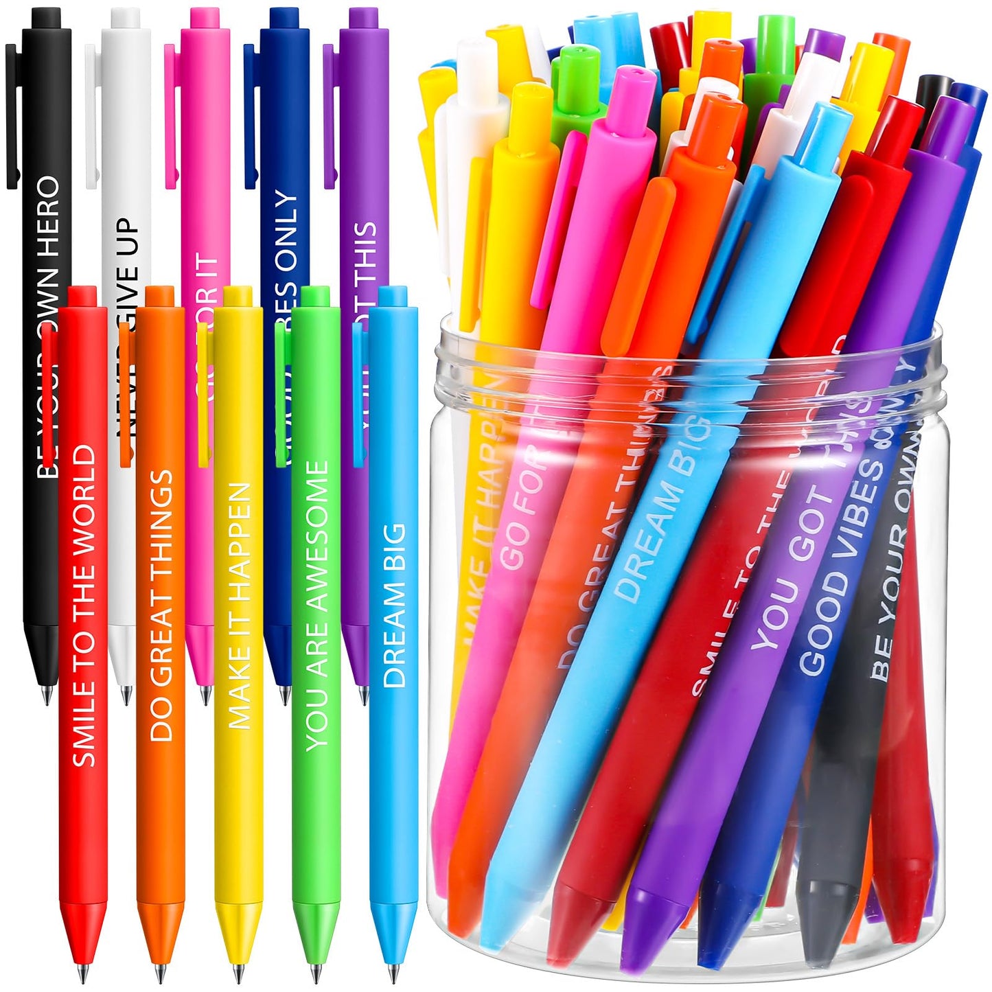 Crtiin 100 Pcs Inspirational Pens Bulk Rich Colors, Motivational