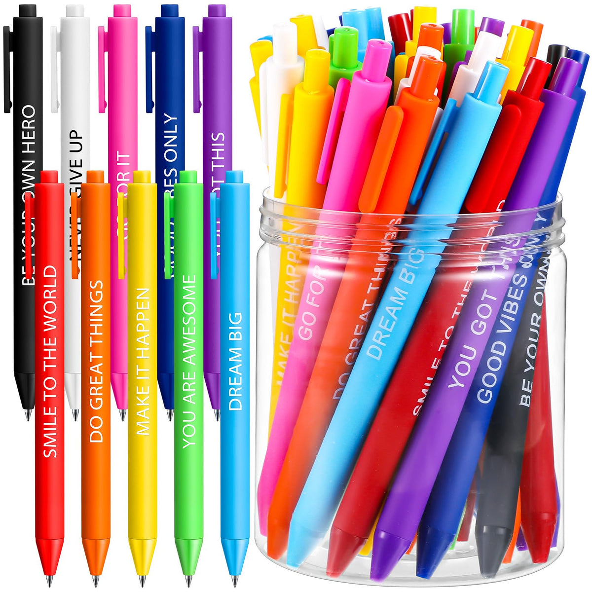 Crtiin 100 Pcs Inspirational Pens Bulk Rich Colors, Motivational