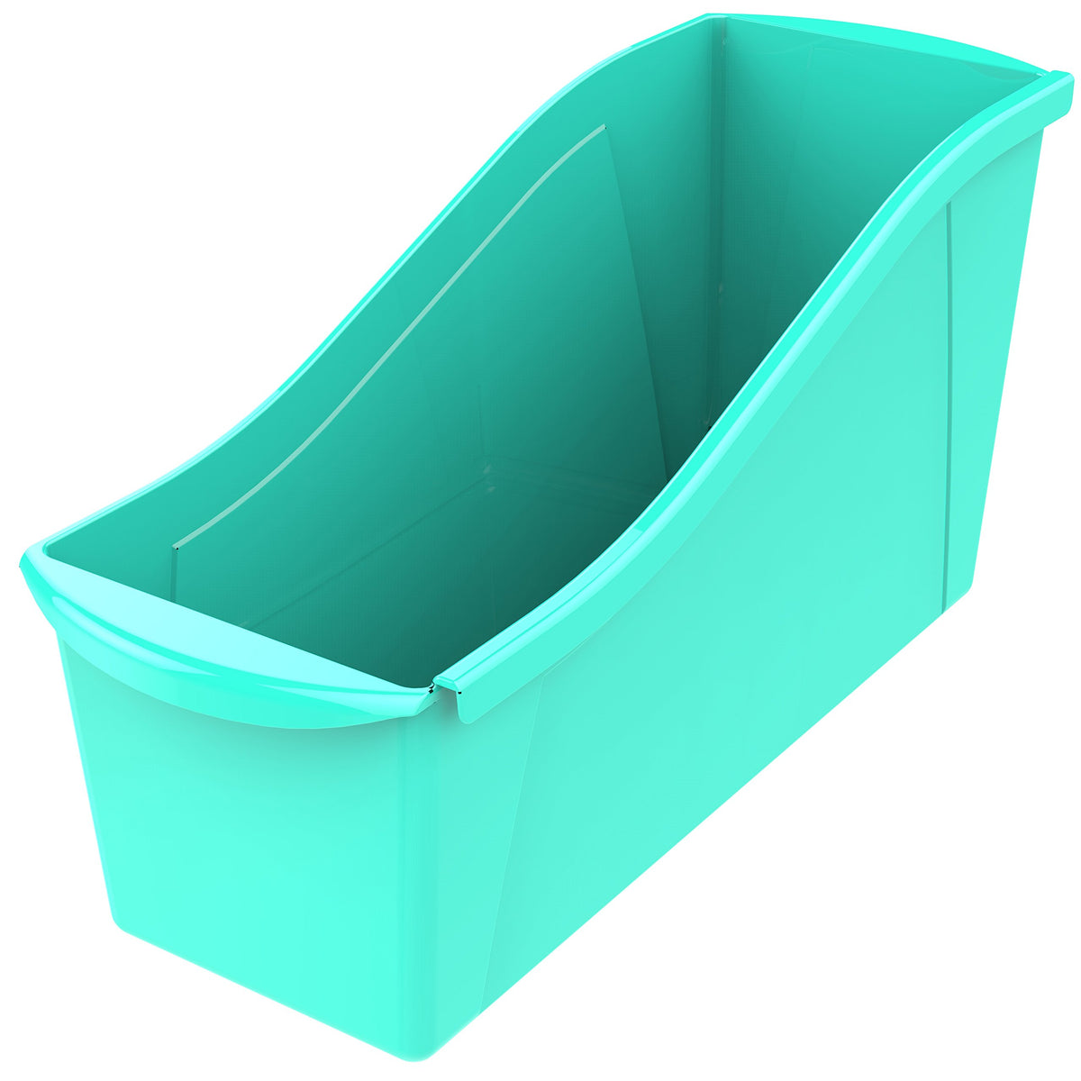 Storex Large Book Bin, Interlocking Plastic Organizer for Home, Office and Classroom, Teal, 6-Pack