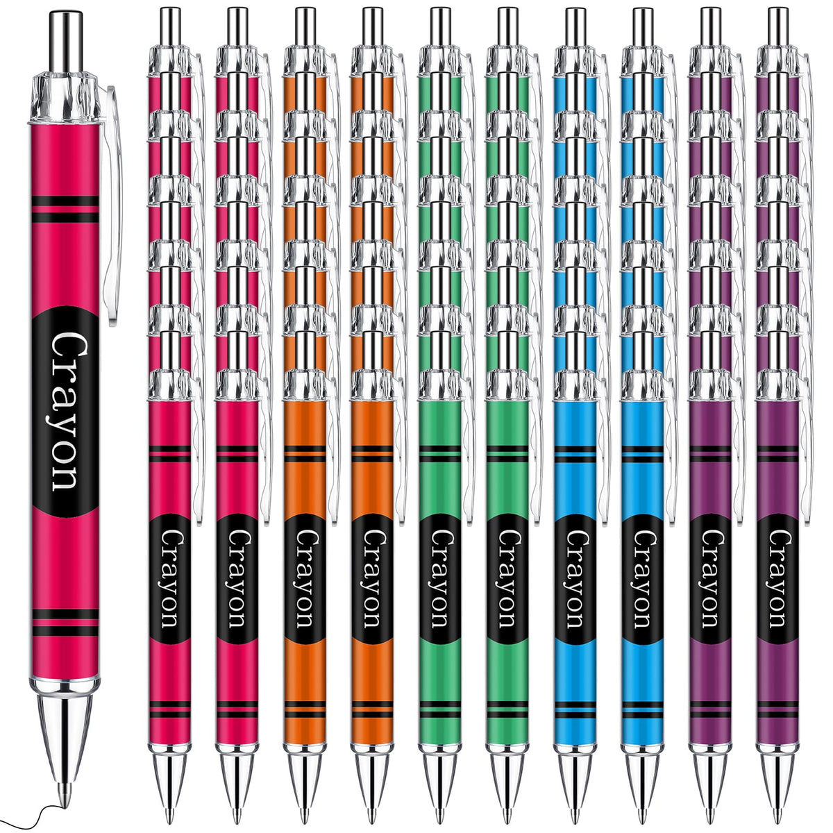 Motipuns 50 Pcs Teacher Pens Back to School Gifts Bulk Crayon Party Favors