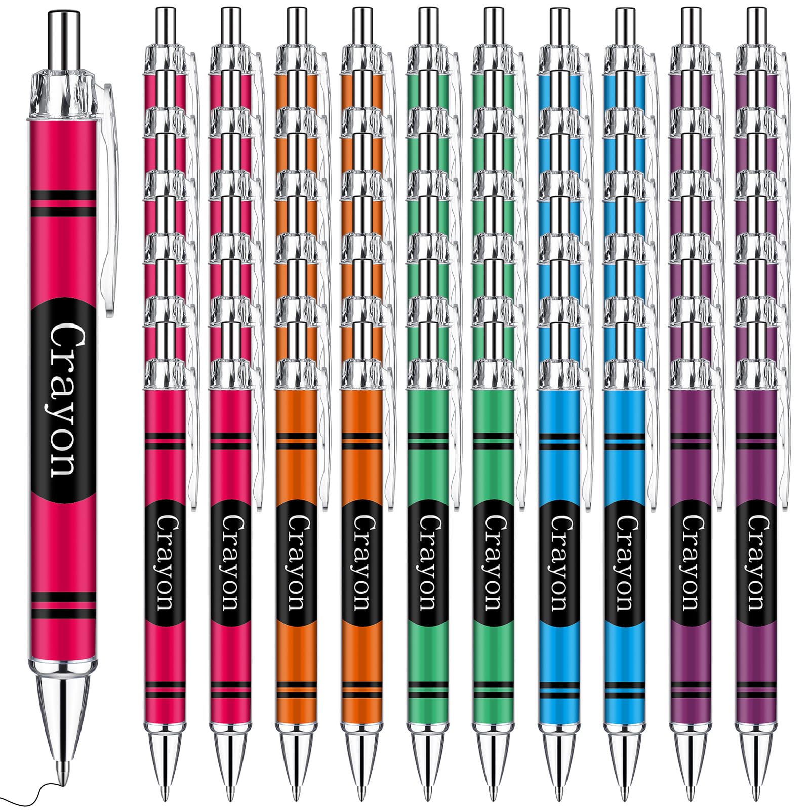 Motipuns 50 Pcs Teacher Pens Back to School Gifts Bulk Crayon Party Favors