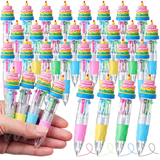 Kosiz24 Pack Happy Birthday Gifts Multicolor 4 in 1 0.5mm Ballpoint Pens