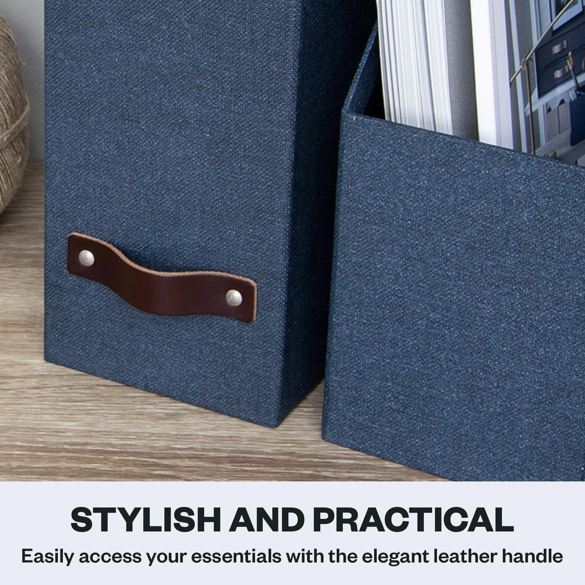 Bigso Box of Sweden Estelle Canvas Fiberboard Upright Magazine Holder and Organizer for Papers and