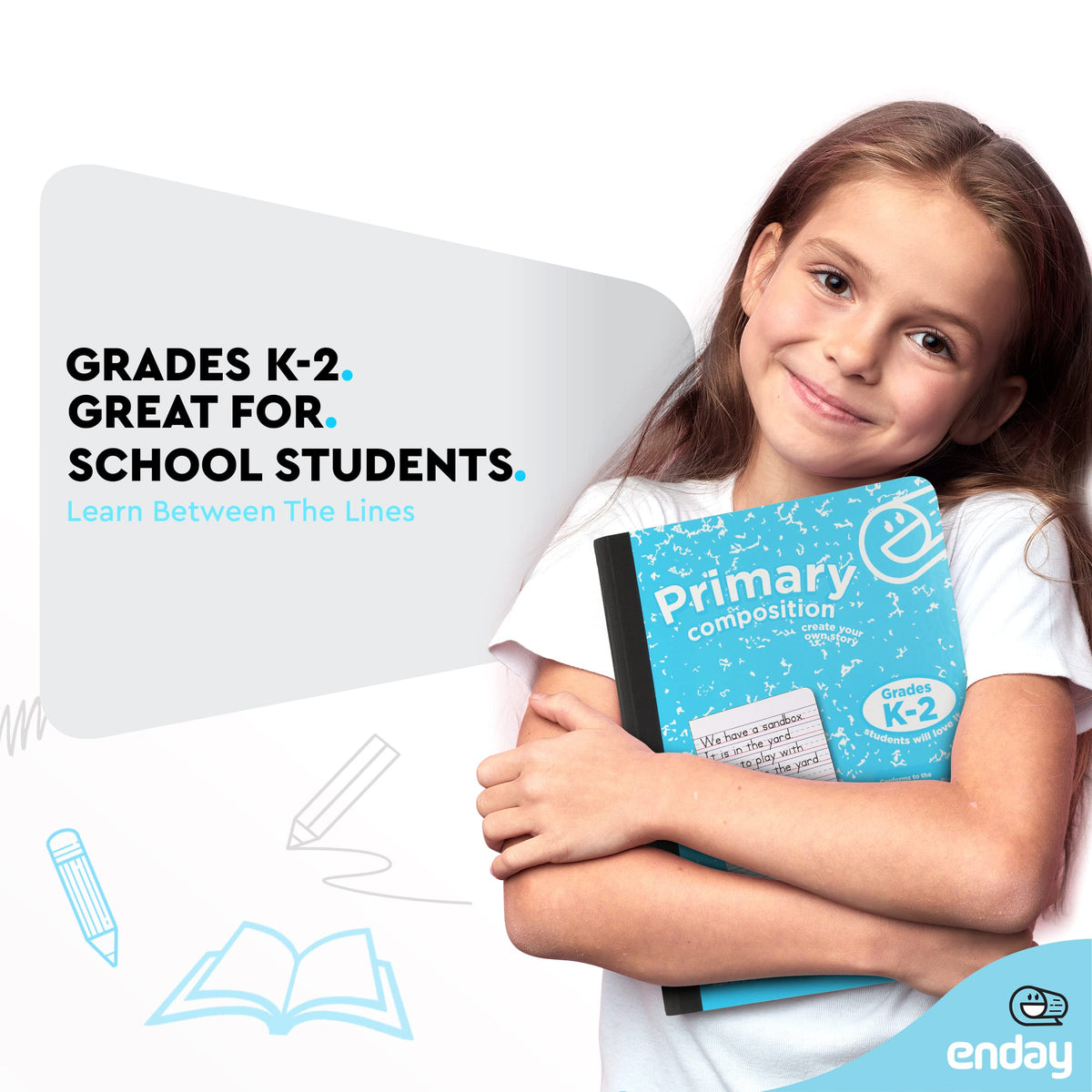 Enday Primary Composition Notebook K-2, Primary Ruled Composition Book, Primary Composition