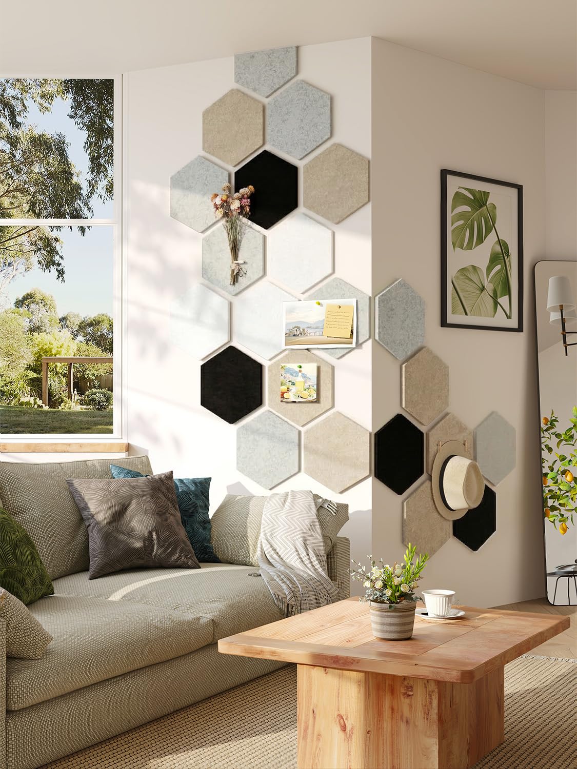 Uoisaiko 8-Pack Hexagon Felt Bulletin Board Tiles, Cork Board Alternative