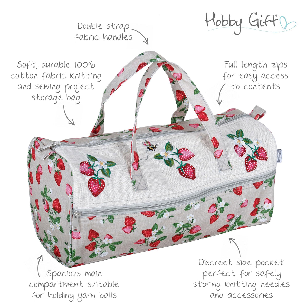 Hobby Gift Knitting Bag Large Yarn Storage Bag with Zippered Compartments for Knitting Needles