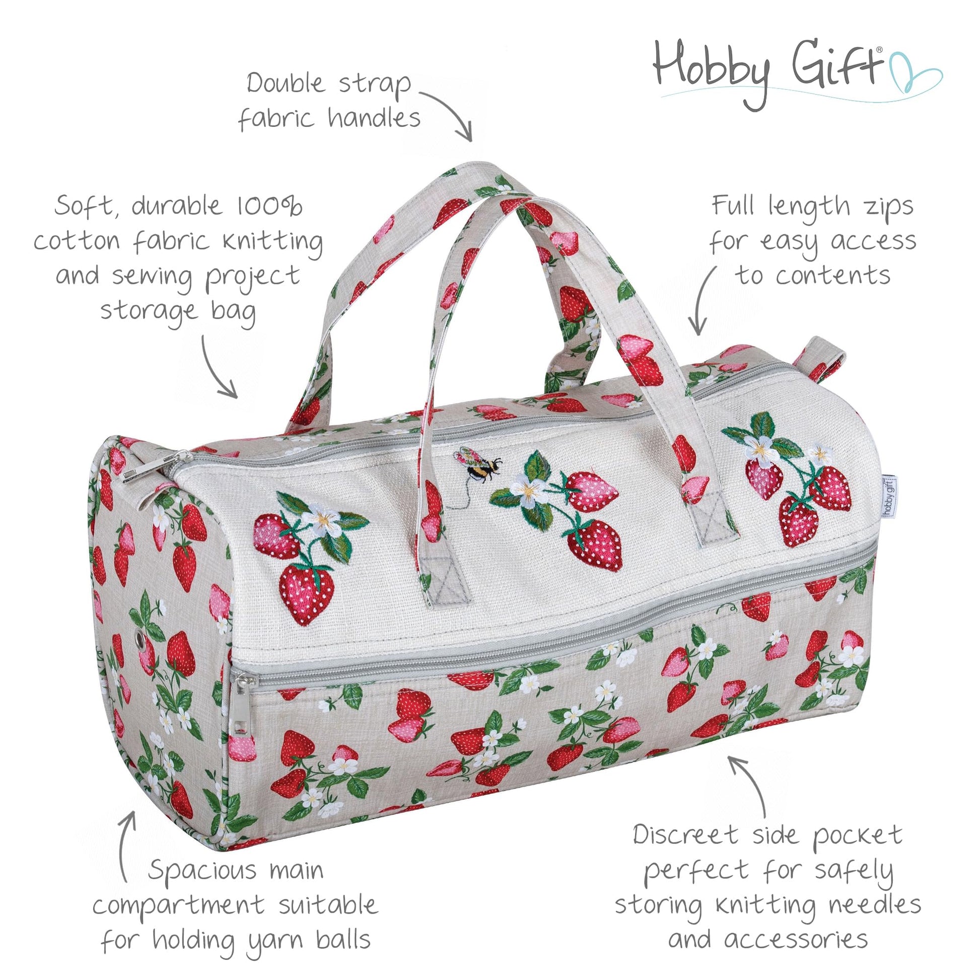 Hobby Gift Knitting Bag Large Yarn Storage Bag with Zippered Compartments for Knitting Needles