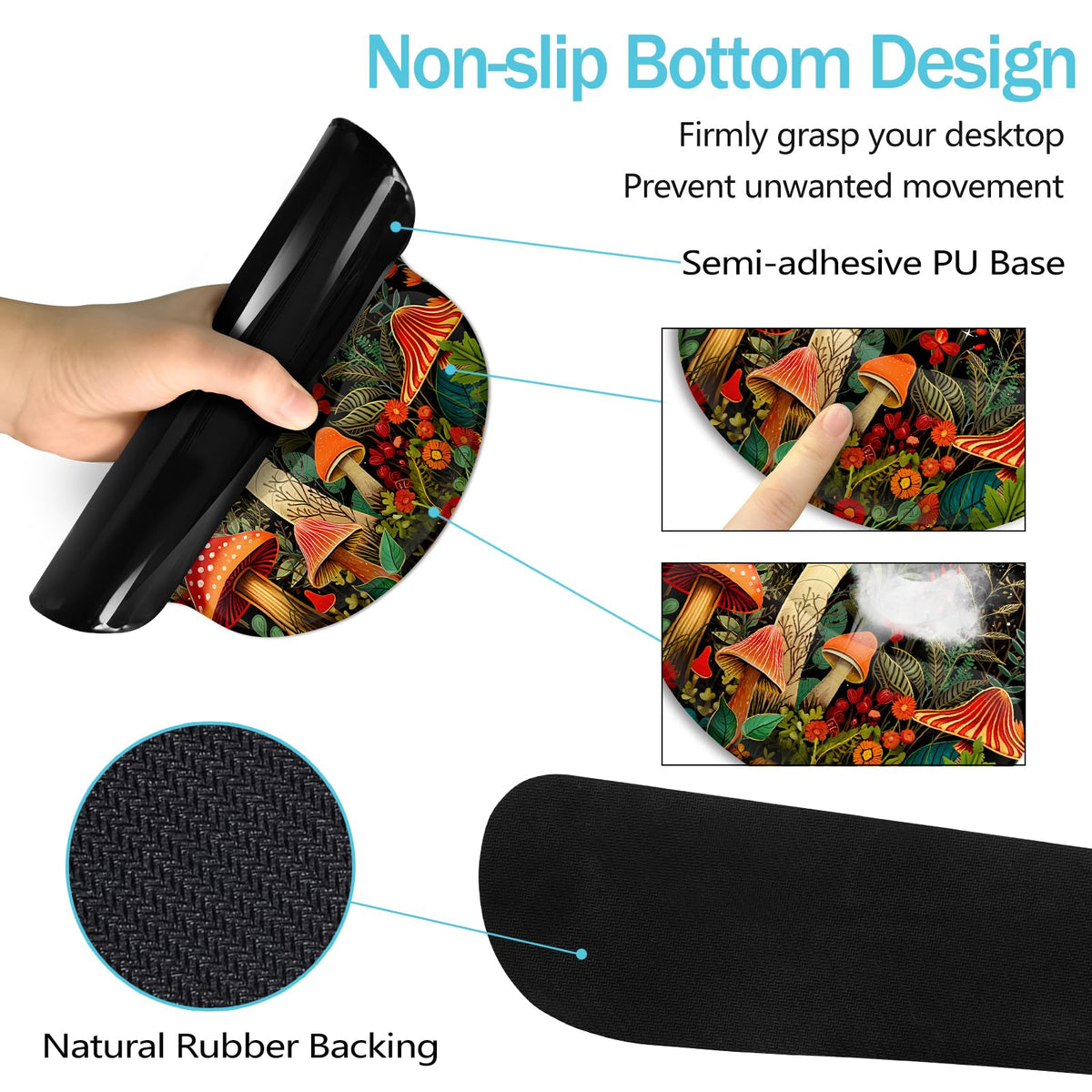 Blusabaca Mushroom Mouse Pad, Funny Cute Desk Mat Office Accessories Decor