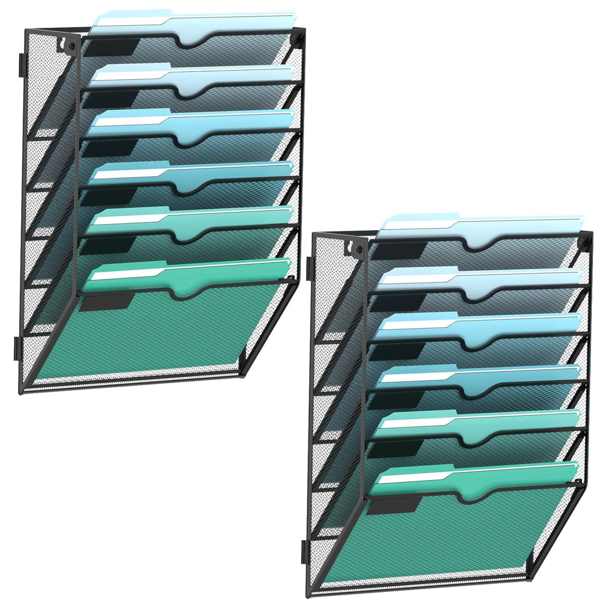 SUPEASY 6-Tier Wall File Organizer, Wall Mounted Mail Sorter, 2 Pack