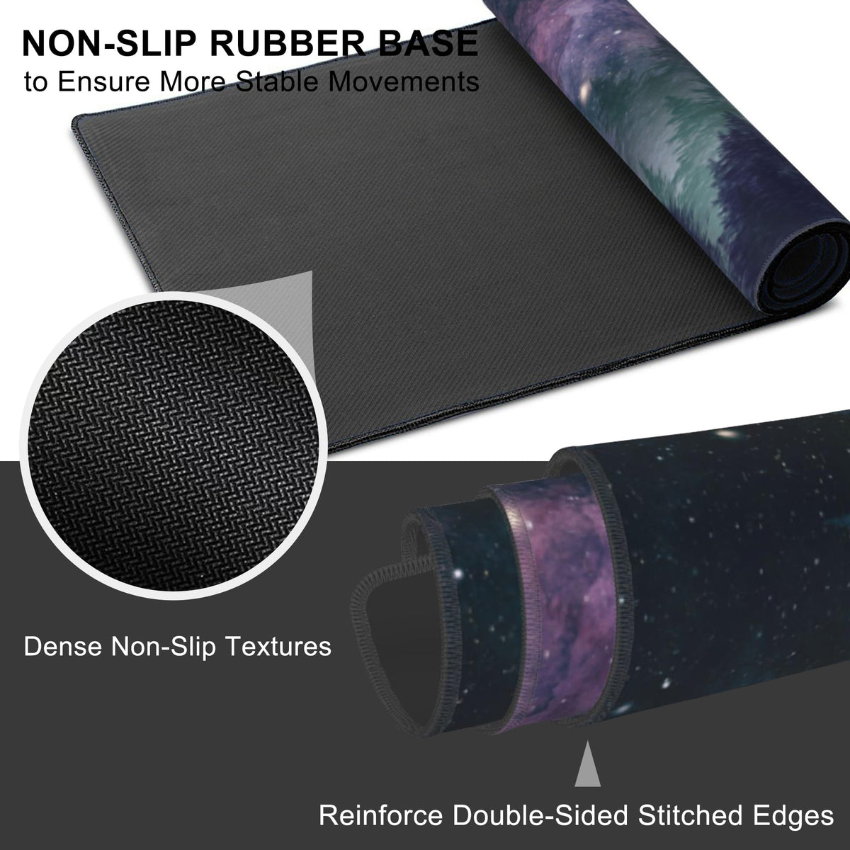 Mouse Pad, Large Galaxy Space Forest Desk Mat, Extended Non-Slip Gaming Keyboard Mousepad Desk Pad