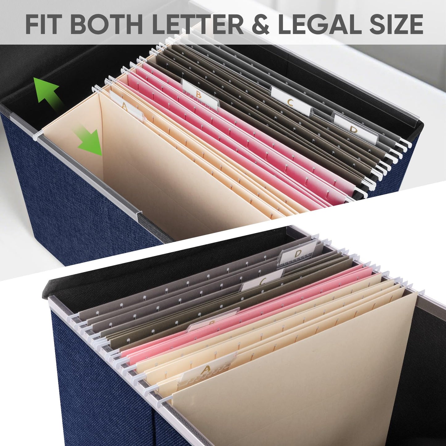 BALEINE File Organizer Box with Lid, Collapsible Hanging File Storage Box
