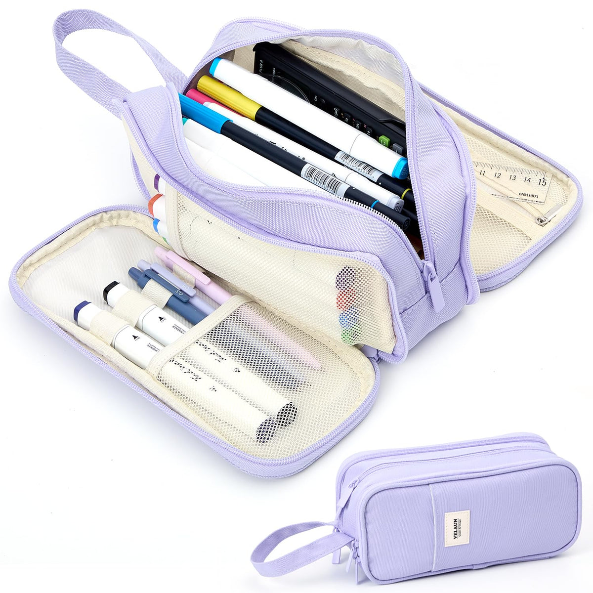 VELAUN Pencil Case Pouch, Large Capacity Pencil Box Bag, Aesthetic Pen Organizer for School