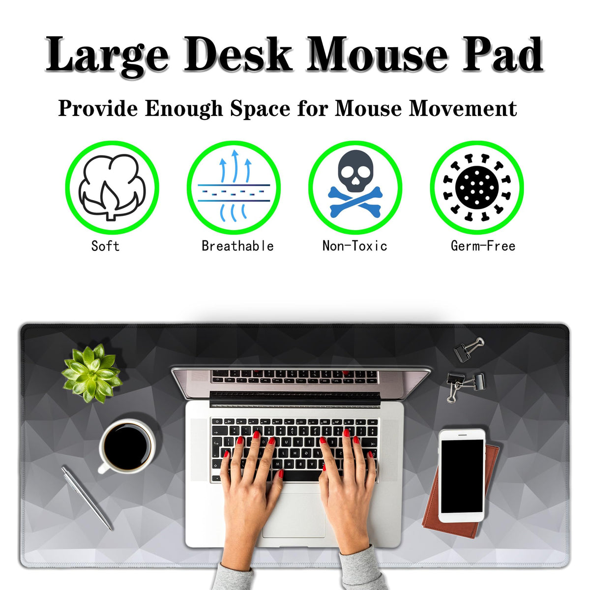 Samgula Computer Desk Mat XXL Mousepad Big Mouse Pad Gaming Desk Mats Office Pad Non-Slip Rubber