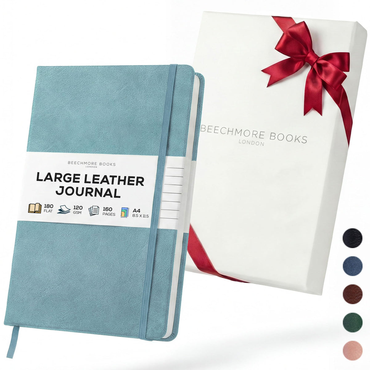 BEECHMORE BOOKS A4 8.5x11.5 Lined Leather Journal For Men 120 GSM, Gift Box