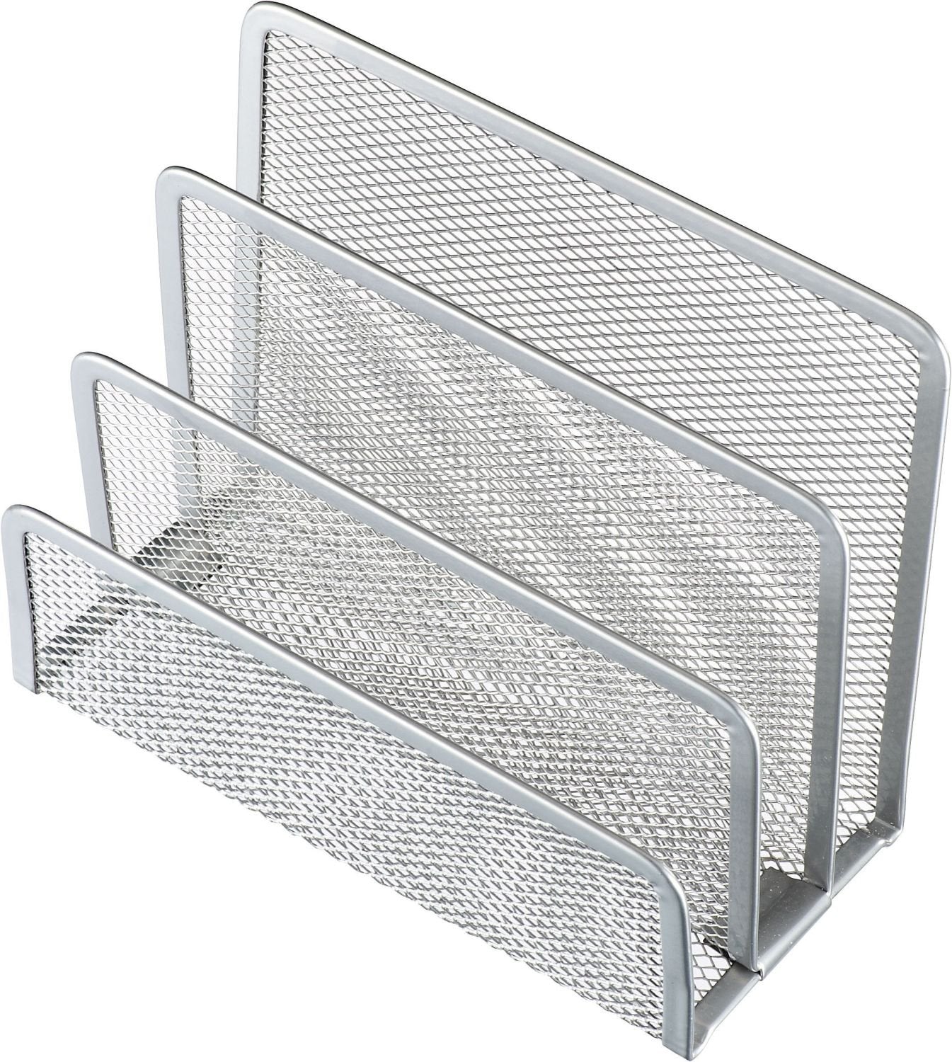 Helit H2518300 3-compartment mesh paper holder, silver