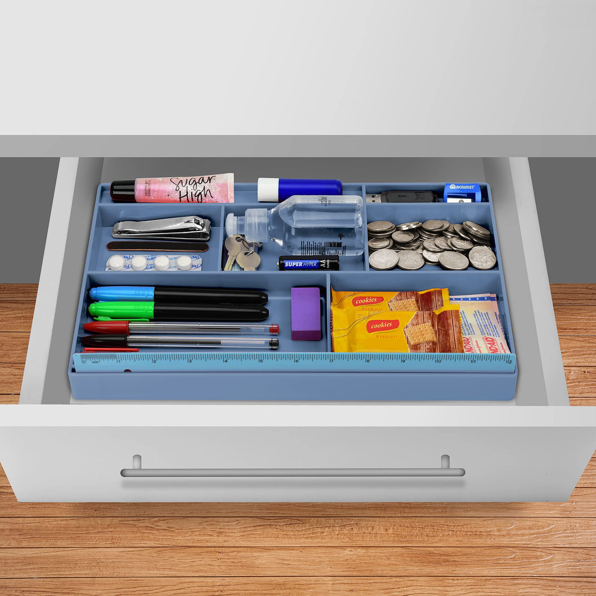 Acrimet Desk Drawer Organizer Tray with 8 Compartments – Multi-Purpose Bin for Office Supplies