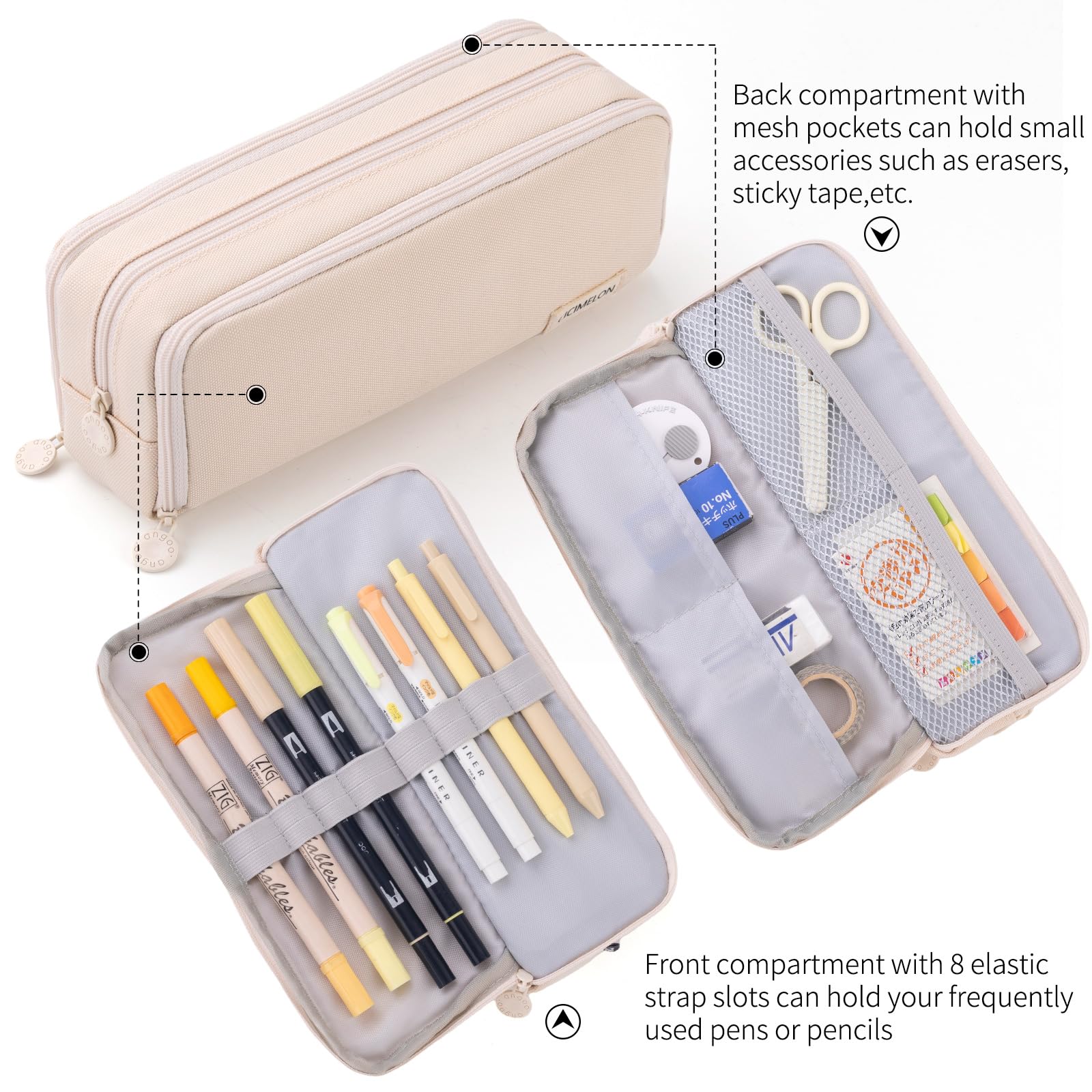 CICIMELON Large Capacity Pencil Case 3 Compartment Pouch Pen Bag for School Teen Girl Boy Men Women