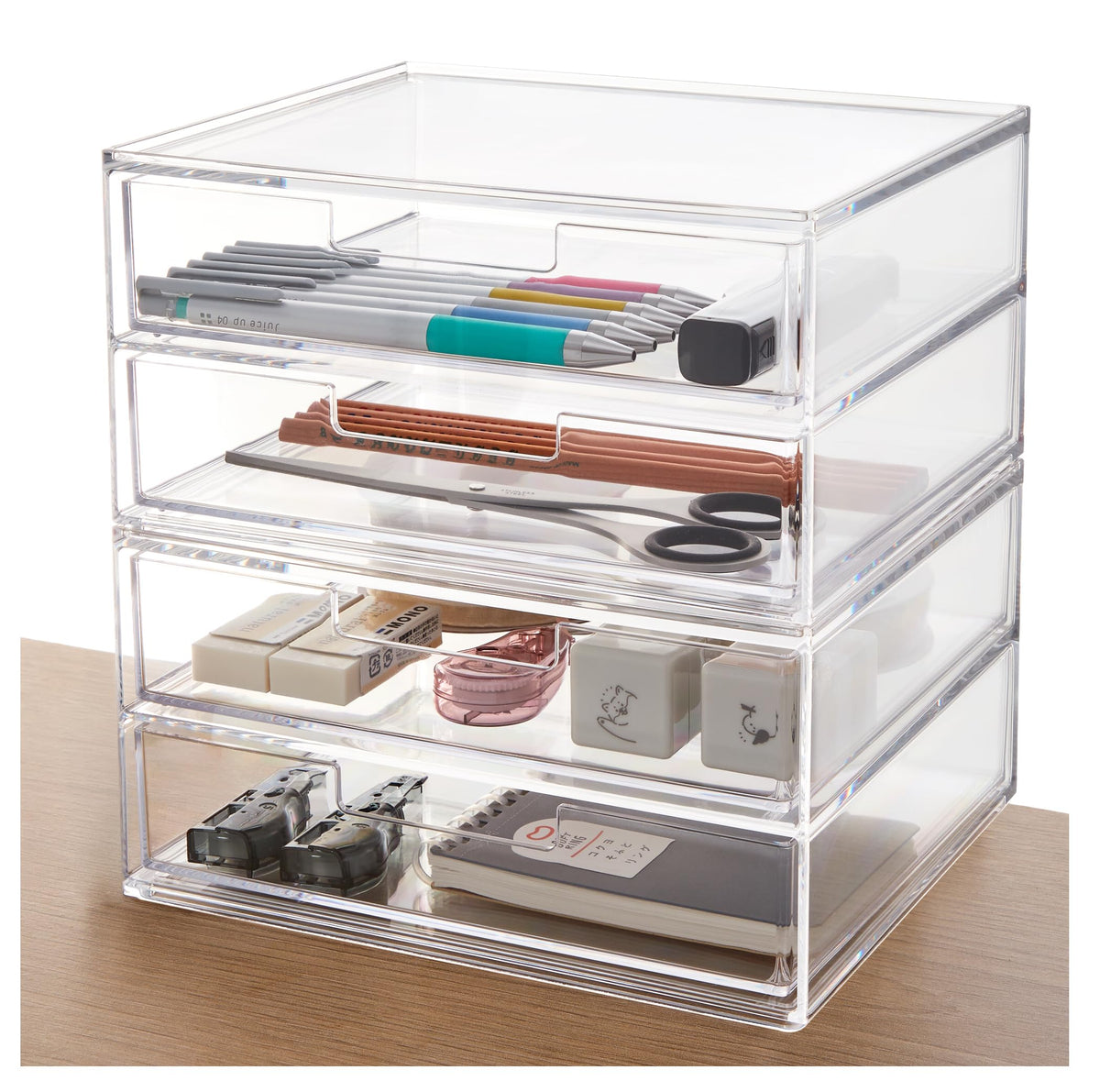 STORi Stackable Desk Drawer Organizer, Clear Pen Pencil Makeup Brush Holder for Desktops and