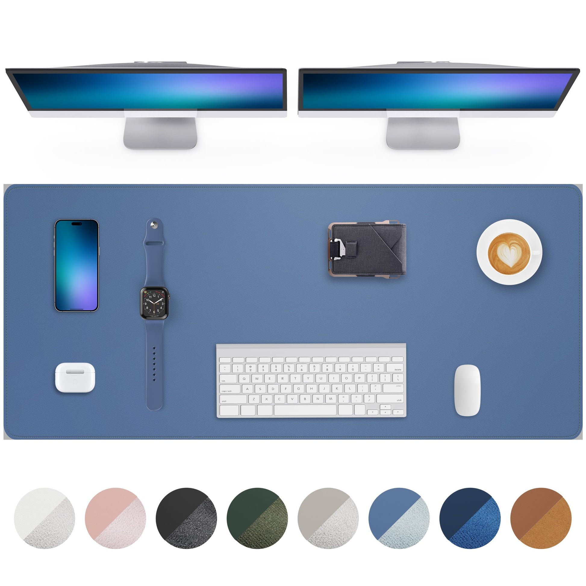 Leather Desk Pad Protector- 48" x 17" Office Desk Mat, Non-Slip PU Leather Mouse Pad, Waterproof