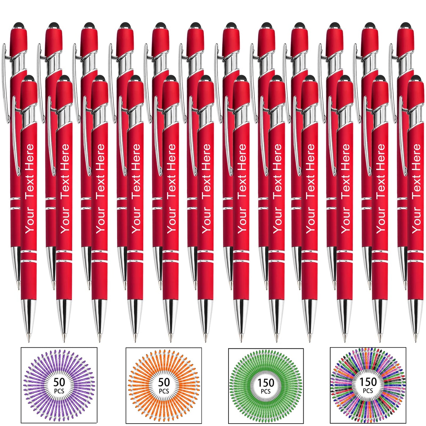 Hapelf Up to 500 Bulk Personalized Pens Custom Engraved Ballpoint Pen with Stylus Tip Retractable