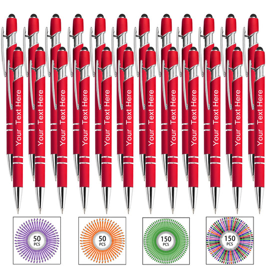 Hapelf Up to 500 Bulk Personalized Pens Custom Engraved Ballpoint Pen with Stylus Tip Retractable