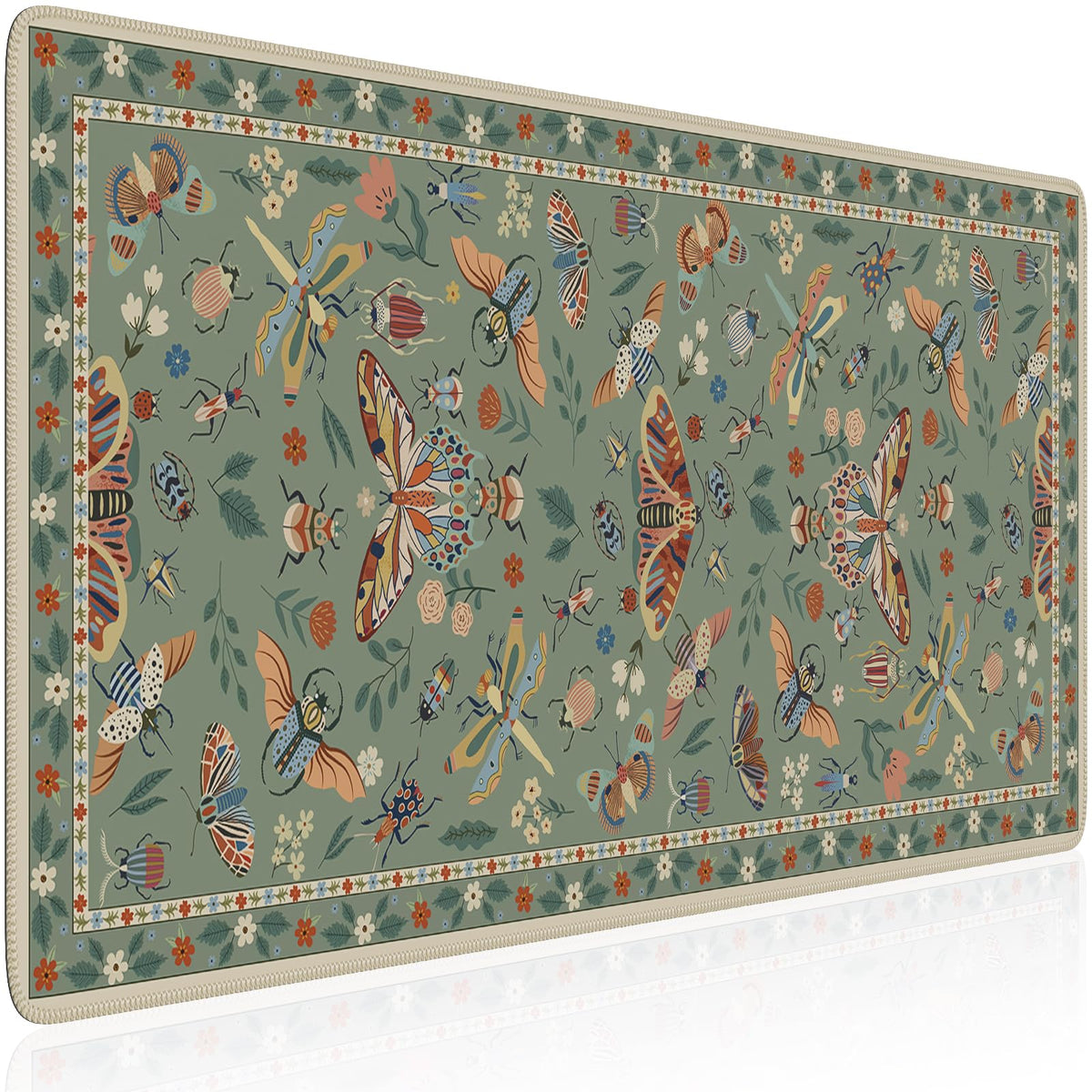 HAOCOO Large Computer Mat for Desktop, Waterproof Floral Mouse Pad(Green)