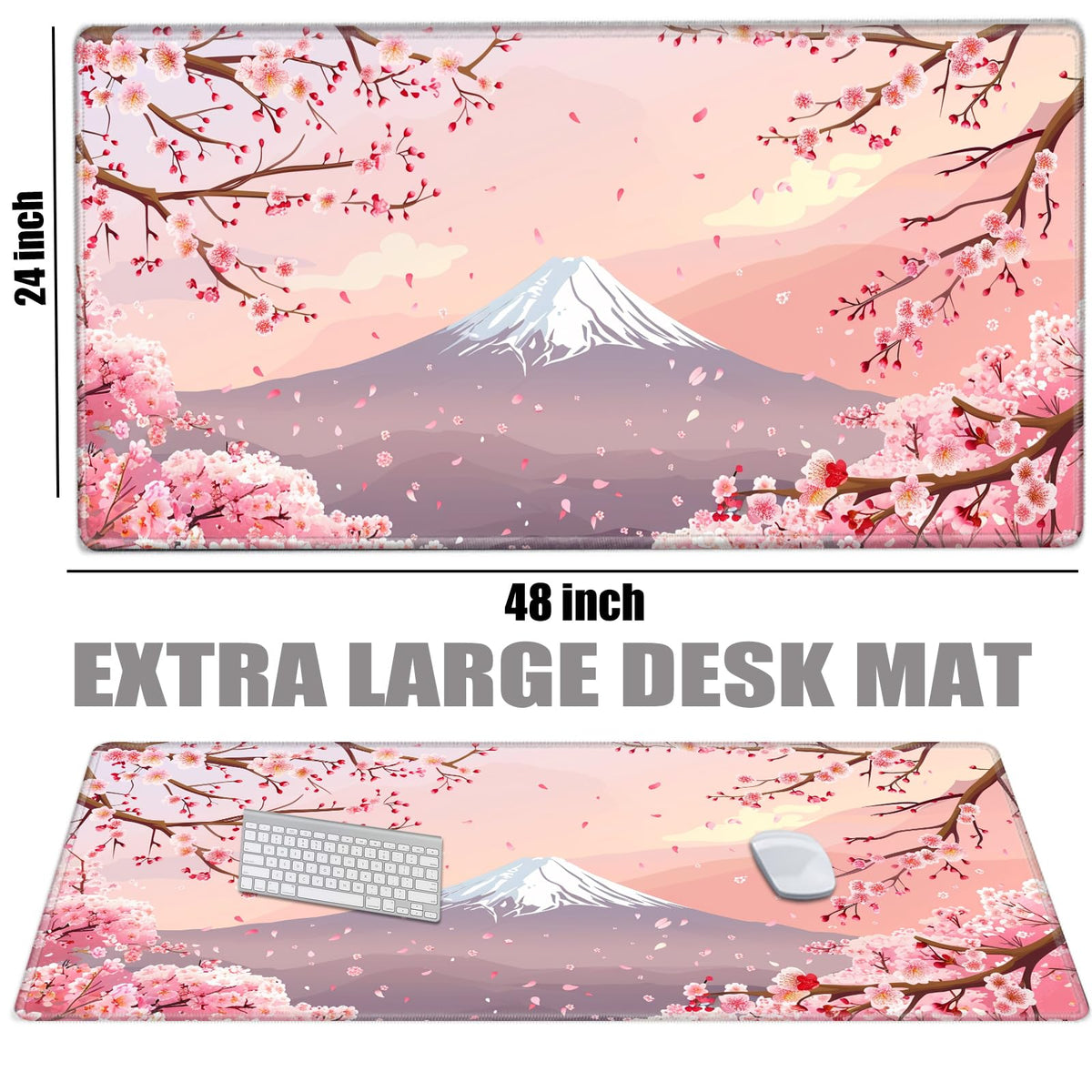 Gaming Mouse Pad 24x48 Desk Mat Large Mousepad Cherry Blossom Desk Pad Giant Full Mouse Mat XXXL