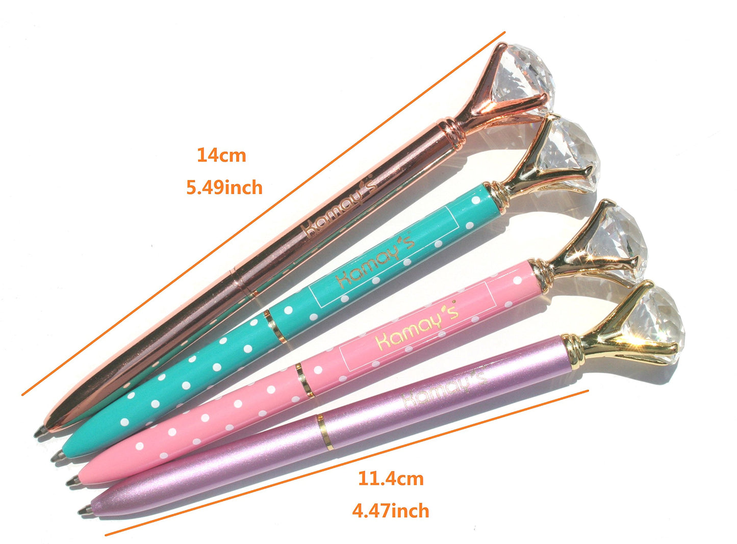 Kamay's 5PCS Diamond Pen Metal Ballpoint Pen with Big Crystal Diamond Funky Design Queen's Scepter