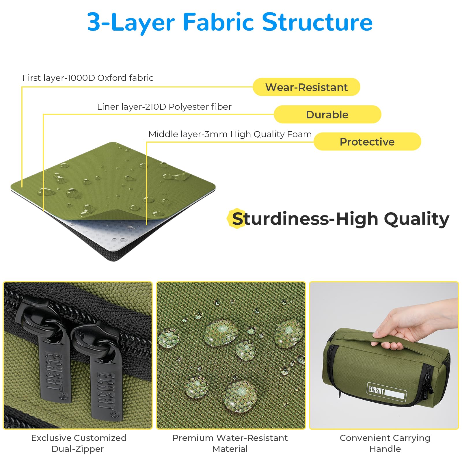 ECHSRT Large Pencil Case Organizer, Big Capacity U-Shaped Pen Pouch, Green