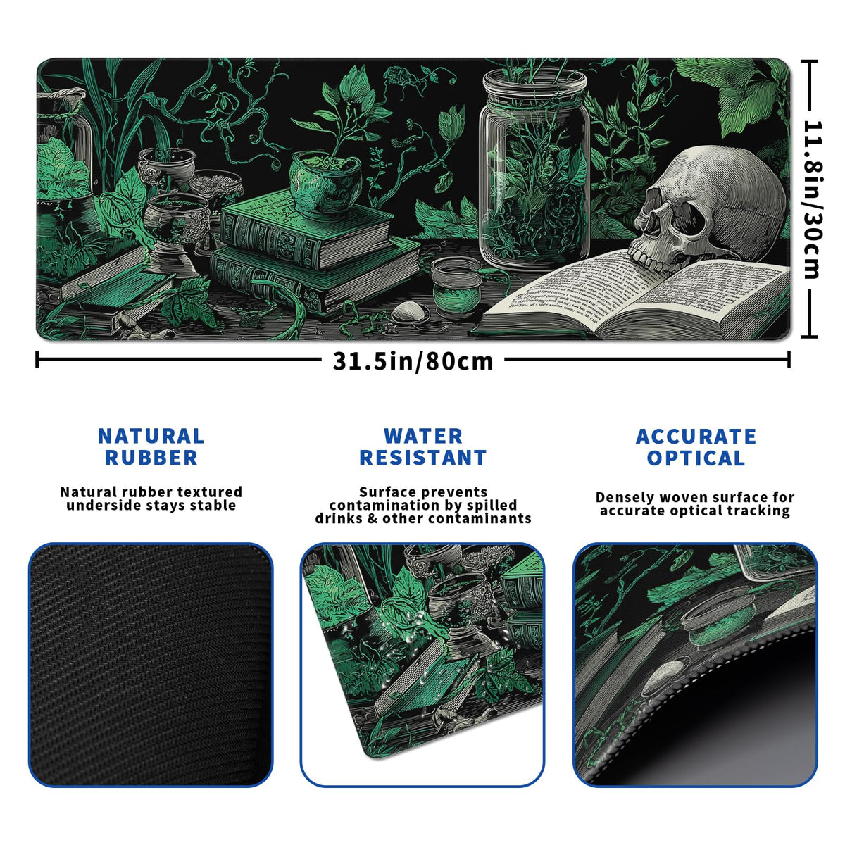 Dark Academia Mouse Pad Abstract Book Theme Mouse Pad 31.5x11.8 Inch Texture Non-Slip Rubber Base