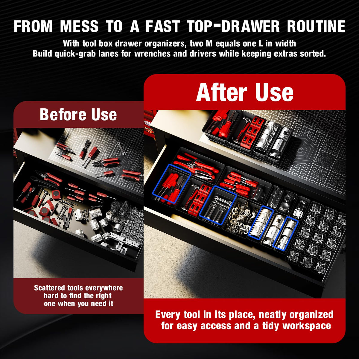 inihpocv 10 PCS Tool Box Drawer Organizers, Large & Medium Tool Trays for Tool Box Organization