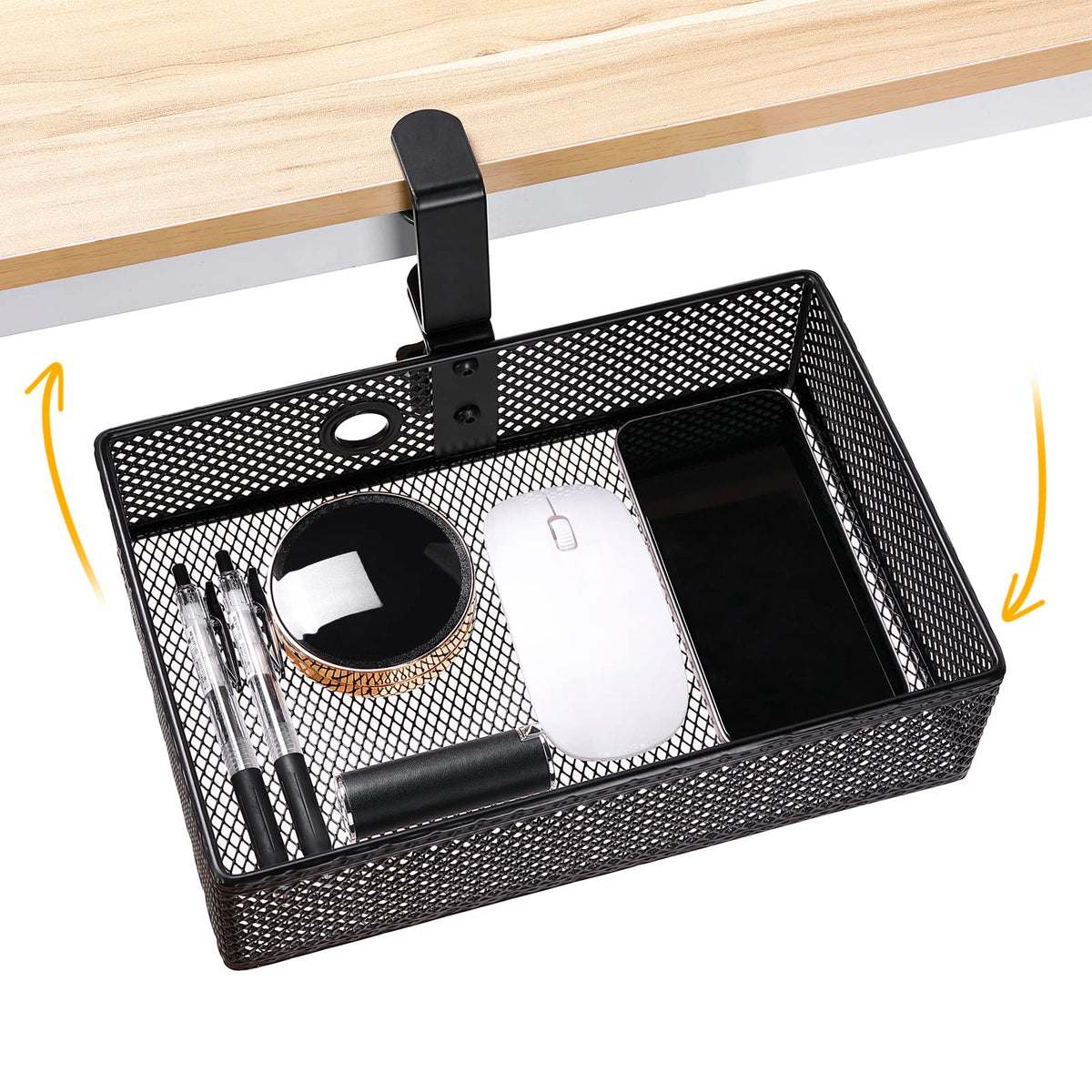 Under Desk Drawer, Clamp on Desk Organizer Hanging Desk Storage Under Table