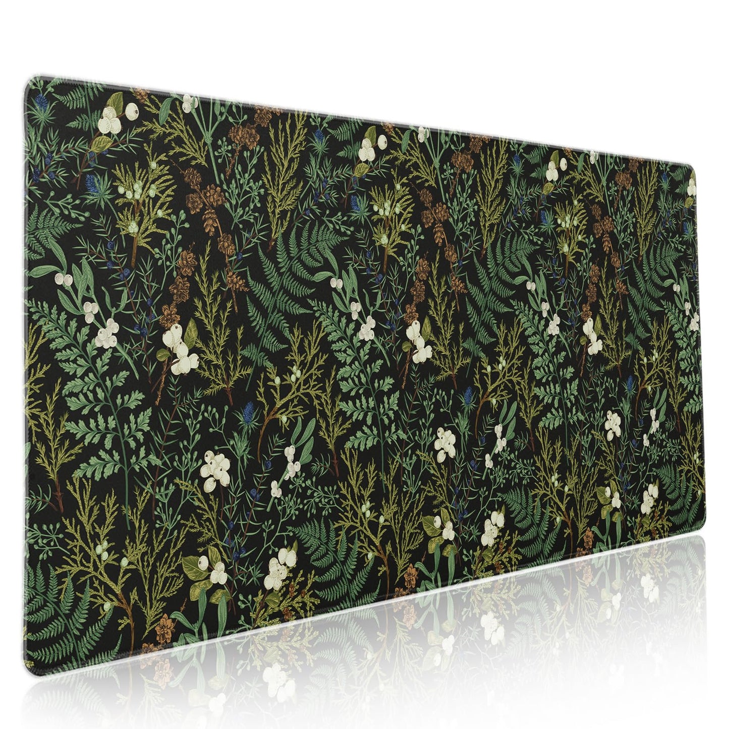 Black Aesthetic Vintage Botanical Gaming Mouse Pad XXL Cute Forest Green Plant Nature Floral