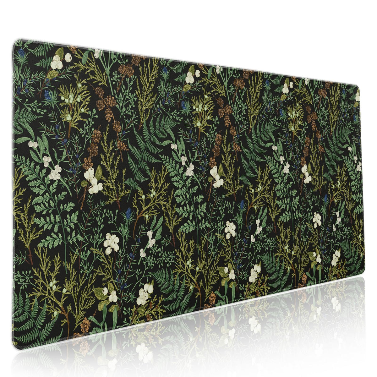 Black Aesthetic Vintage Botanical Gaming Mouse Pad XXL Cute Forest Green Plant Nature Floral