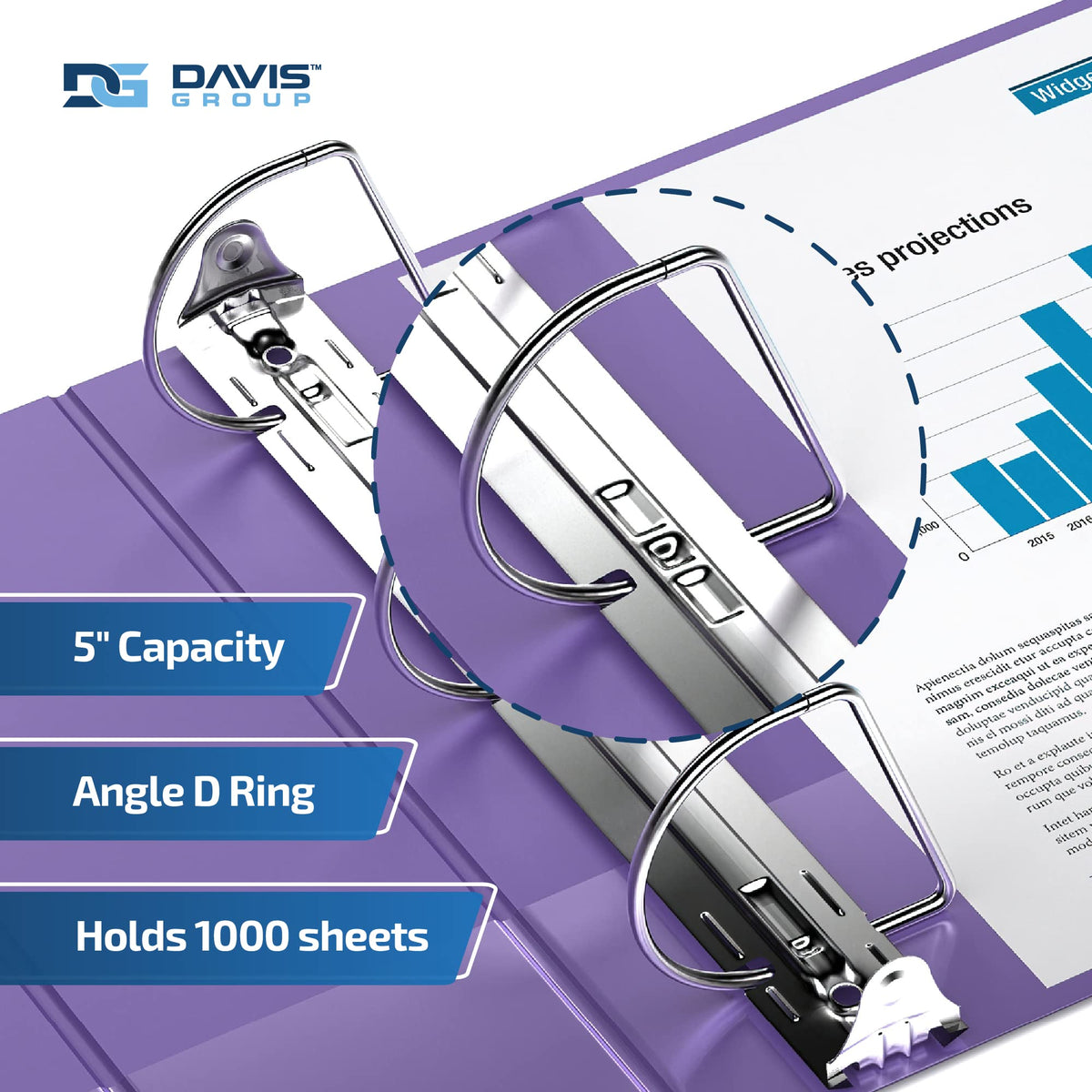 Easyview 3-Ring Binder, Clear-View Cover, 5" D Rings, Purple, 4 Pack