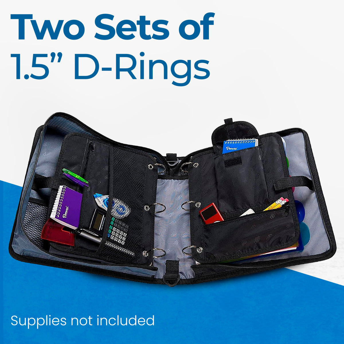 Case-it Dual Binder | Two 1.5" D-Rings | 600-Sheet | Dual-101 Jet Black