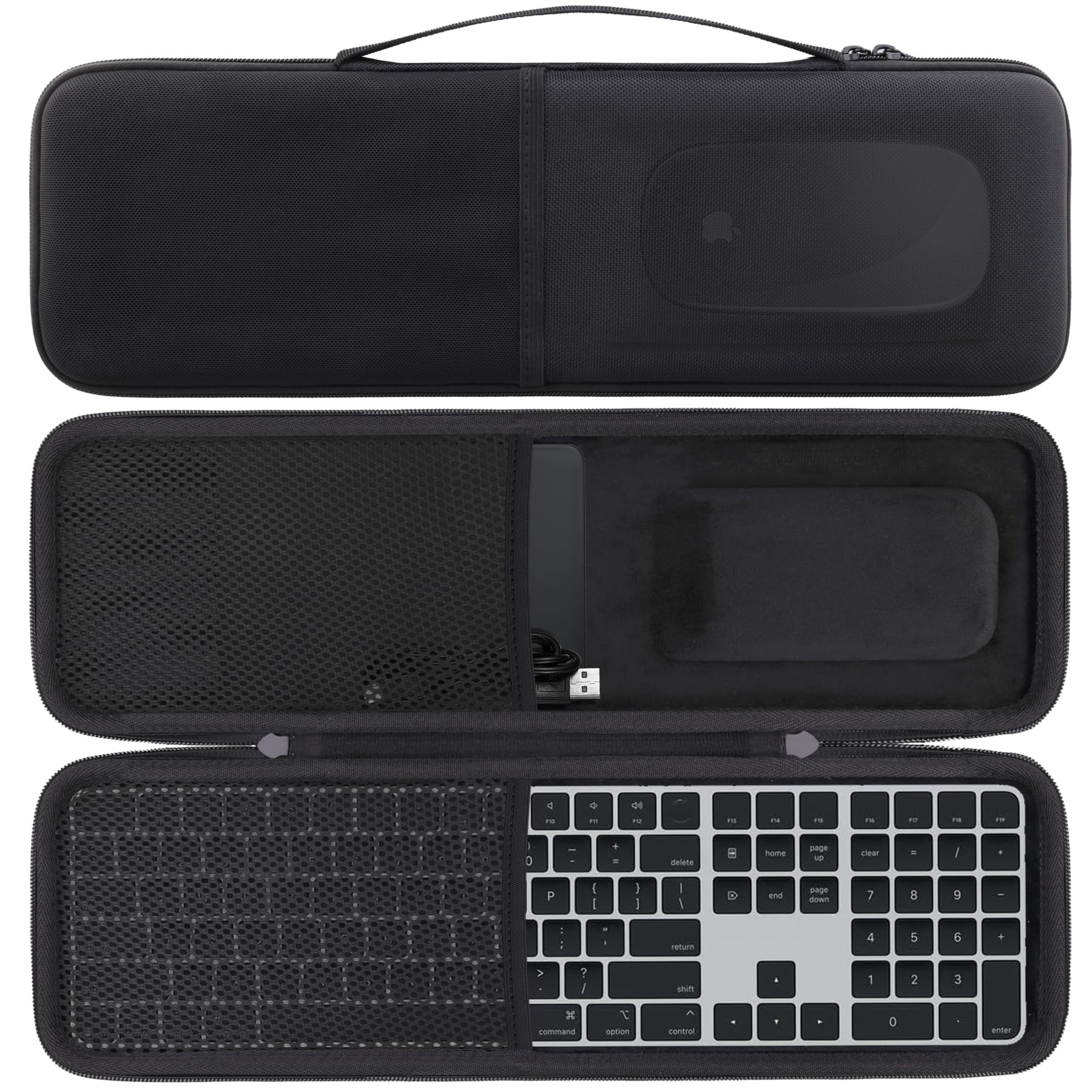 co2CREA Hard Case for Apple Magic Keyboard and Numeric Keypad + Mouse,Black