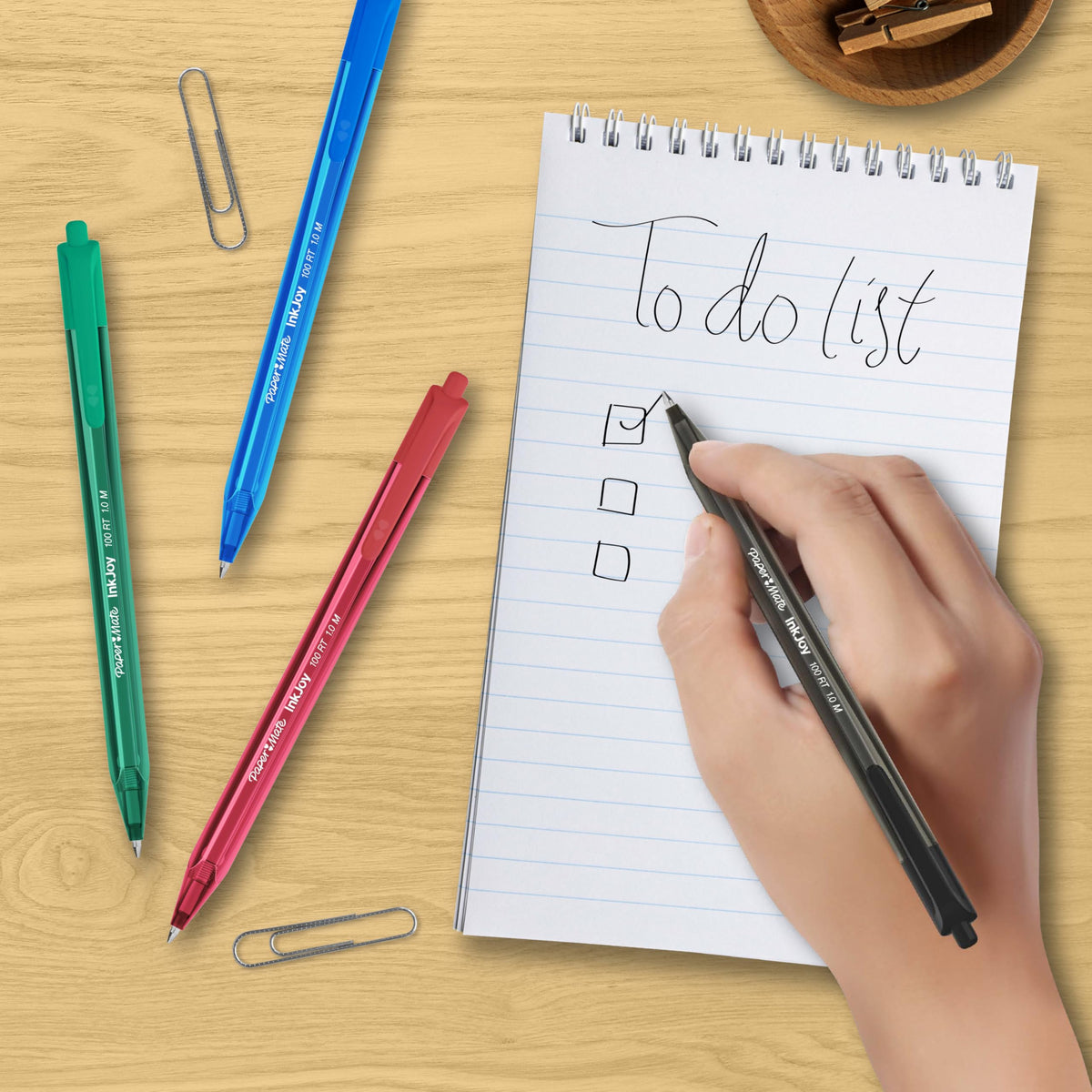 Paper Mate InkJoy 100RT Retractable Ballpoint Pens | Medium Point (1.0mm) | Black | 100 Count