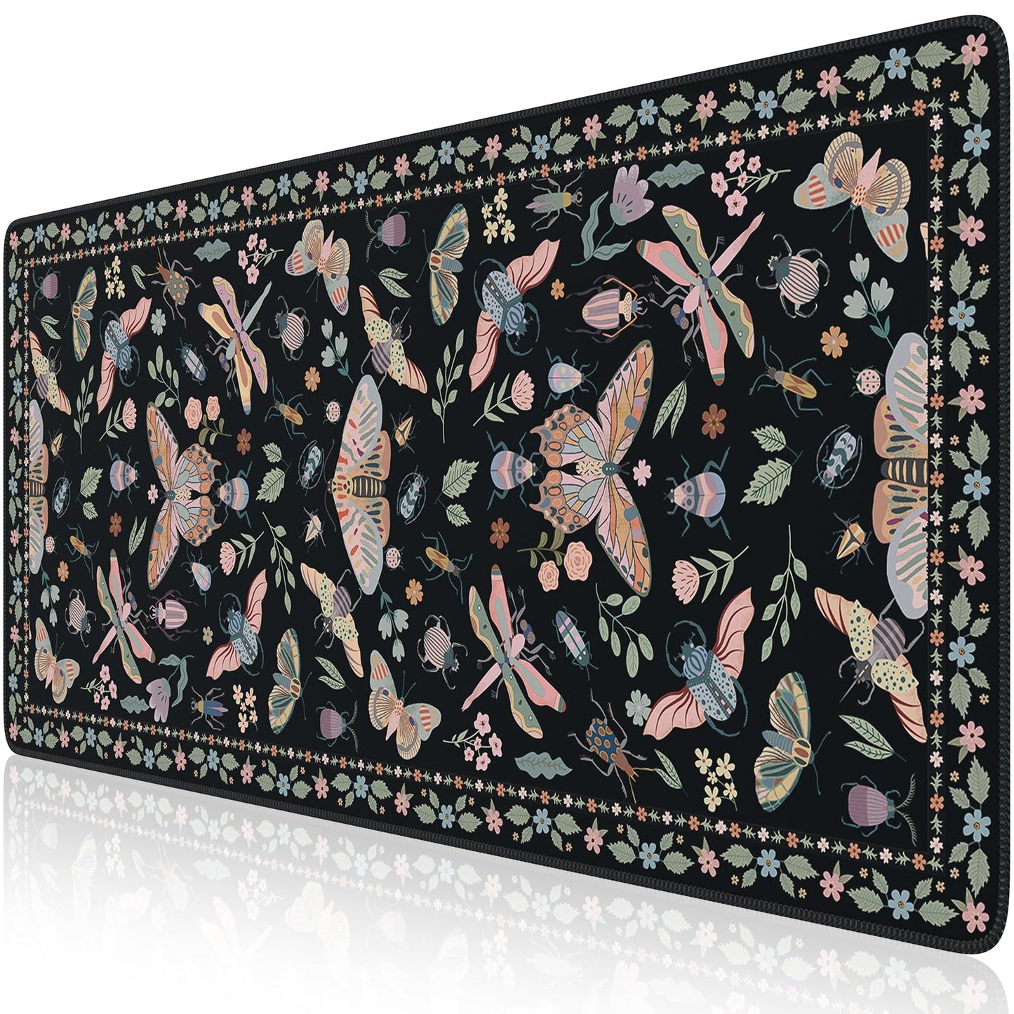 iCasso Black Large Mouse Pad, Desk Matt for Desktop, Insects