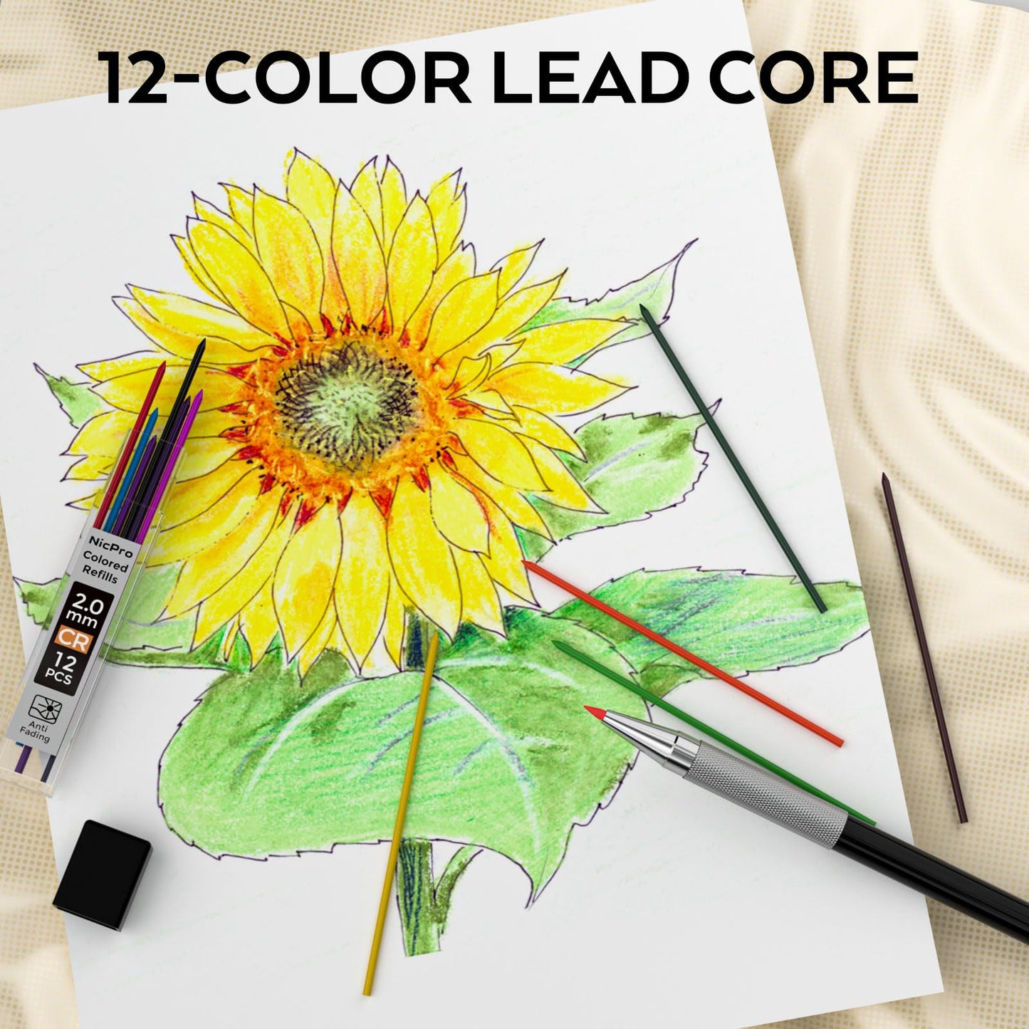 Nicpro 33PCS Black Metal Mechanical Pencil Set in Leather Case, Art Drafting Pencil 0.3, 0.5, 0.7