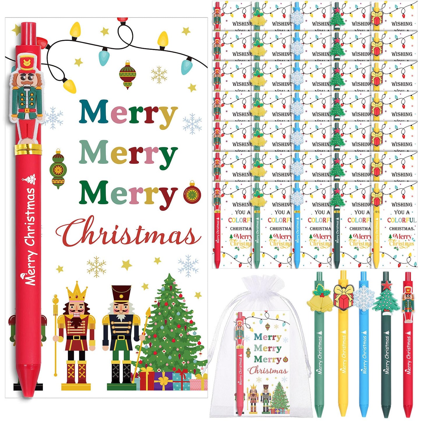 Marspark 60 Set Merry Christmas Party Favor Gifts Bulk Xmas Pens and Cards