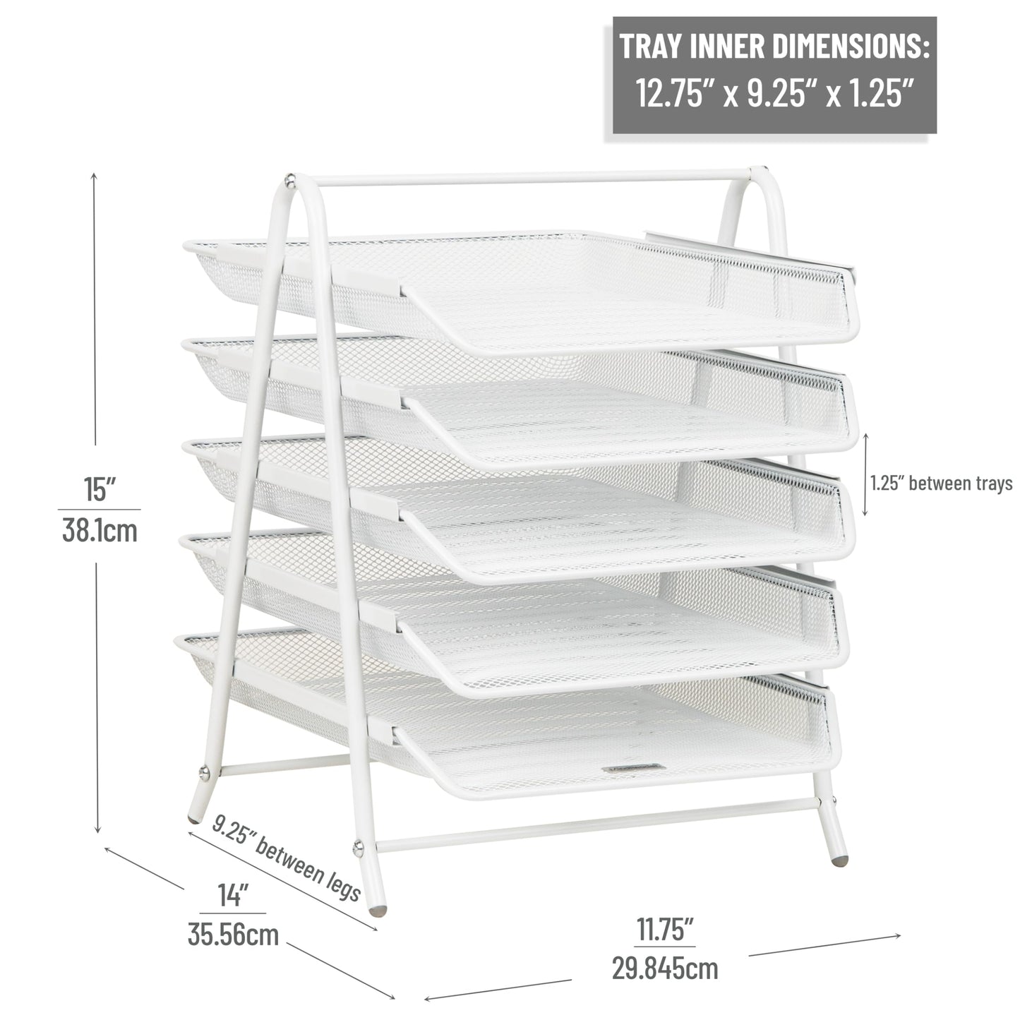 Mind Reader 5-Tier Paper Tray Organizer, White