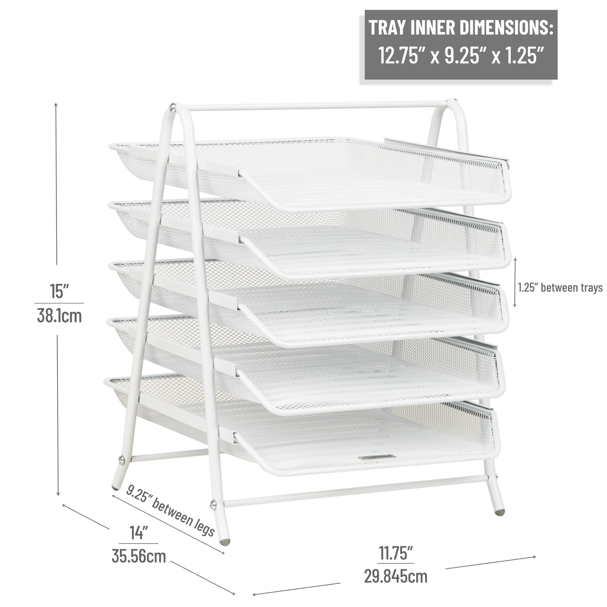 Mind Reader 5-Tier Paper Tray Organizer, White