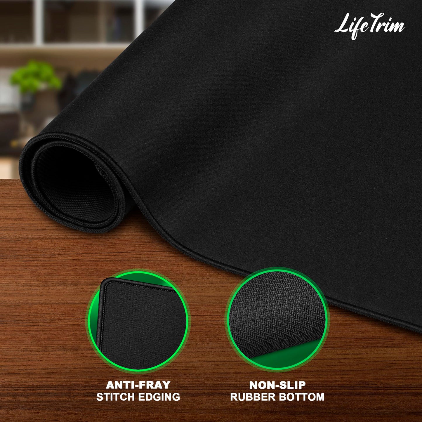LifeTrim Extra Large Desk Mat 55x23 Inch, 5mm Extra Thick Extended Gaming Mouse Pad Full Desk